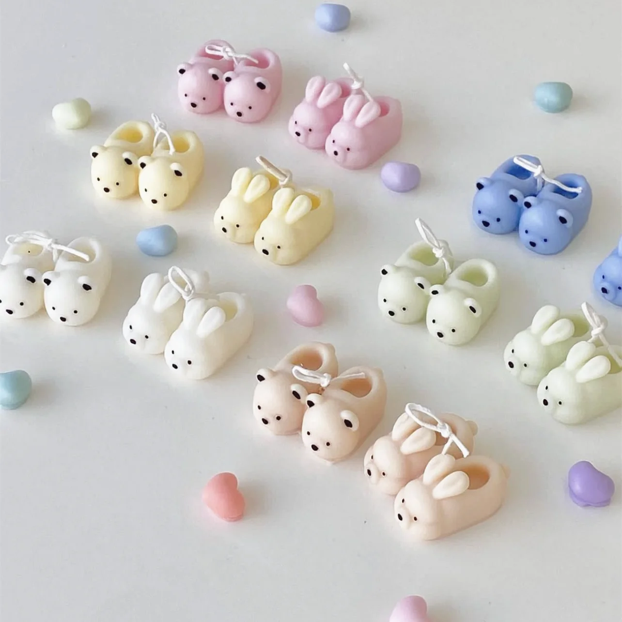 Cute Bear Slippers Rabbit slippers shape silicone Mold for Candle Making DIY Cute Soap Mold Fondant Cake Christmas
