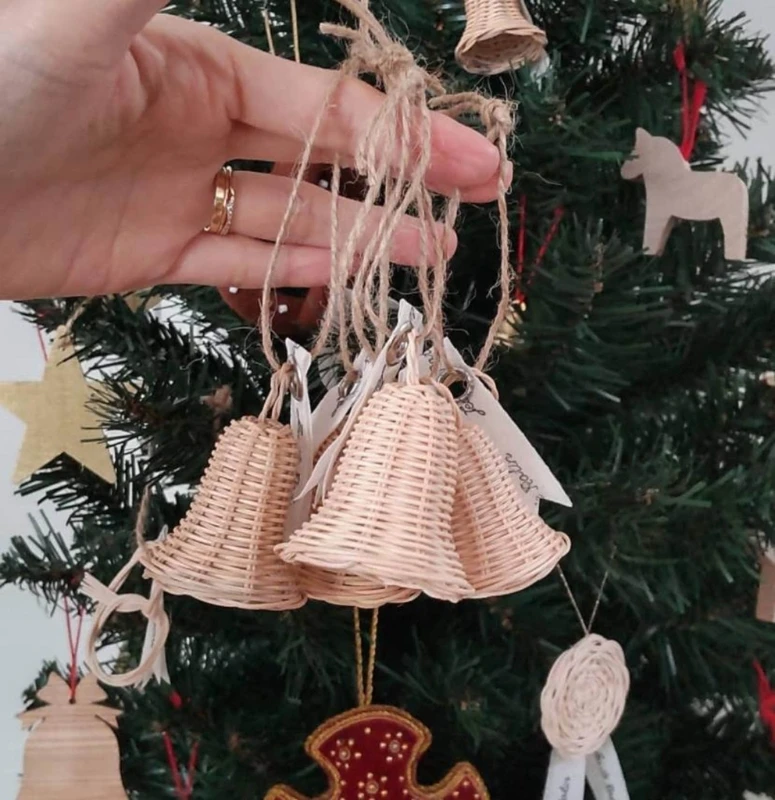 

Handwoven Bells Pendant Rattan Woven Decorative Crafts Home Accessory F1FB