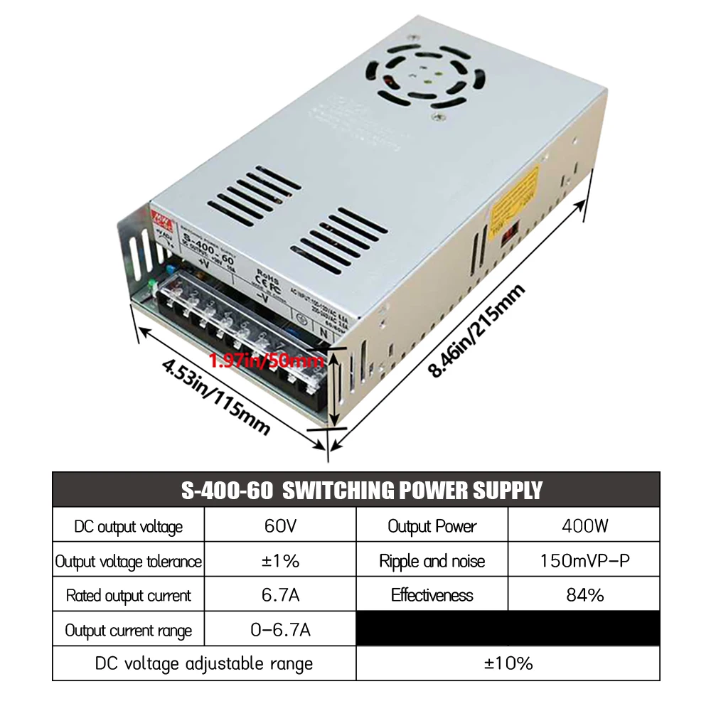 Stepper Motor HLTNC Nema34 4.5N 8.5N 12N Open Loop Stepper Motor Kit + DM860H Stepper DC Motor Driver + 400w60v CNC Power Supply for Engraver