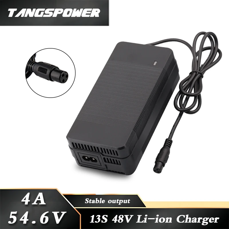 Chargeur Intelligent 54,6V 12A TANGSPOWER Pour Batterie Lithium 13S 48V - Écran LCD, XLR 3 Broches Mâle - Puissant Et Sécurisé