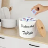 Dishwasher Pod Container with Bamboo Lid Acrylic Storage Box Dishwasher Detergent Container, Farmhouse Kitchen Tablet Organizer 2