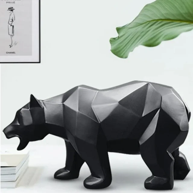 Statue d'ours en résine pour la décoration de la maison, sculpture géométrique, ornement d'animal, accessoires nordiques, artisanat moderne 3