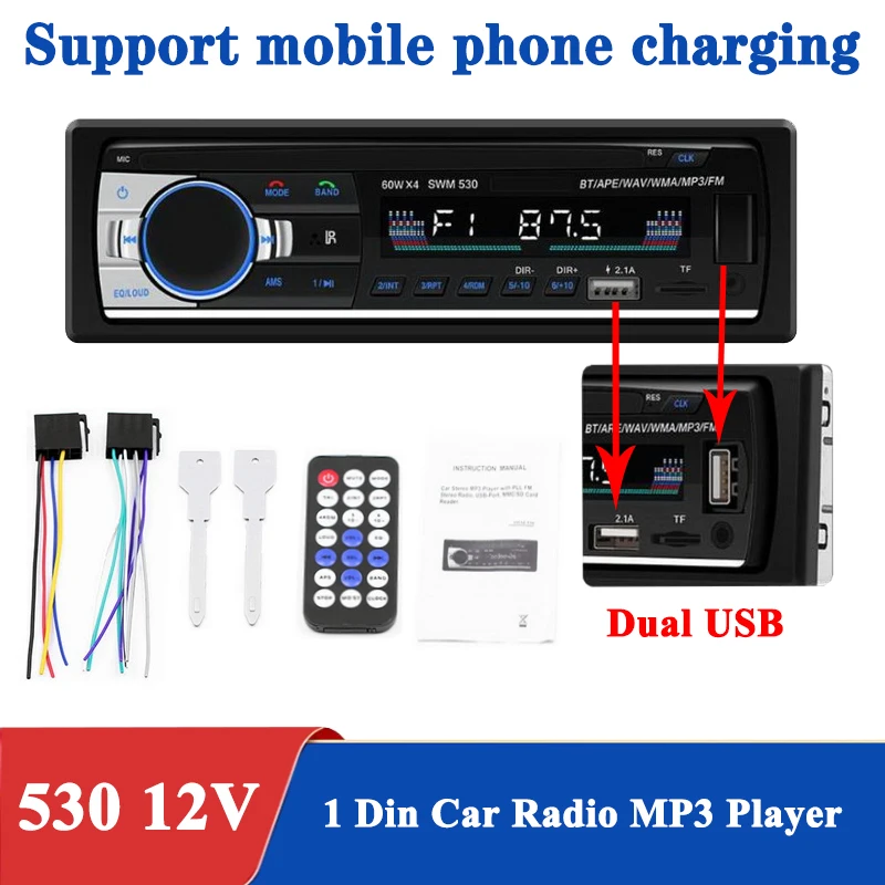 1 DIN Car Radio Car audio FM Bluetooth MP3 Audio Player Bluetooth cellphone Handfree USB/SD Car Stereo Radio In Dash Aux Input car audio installation near me Car Radios