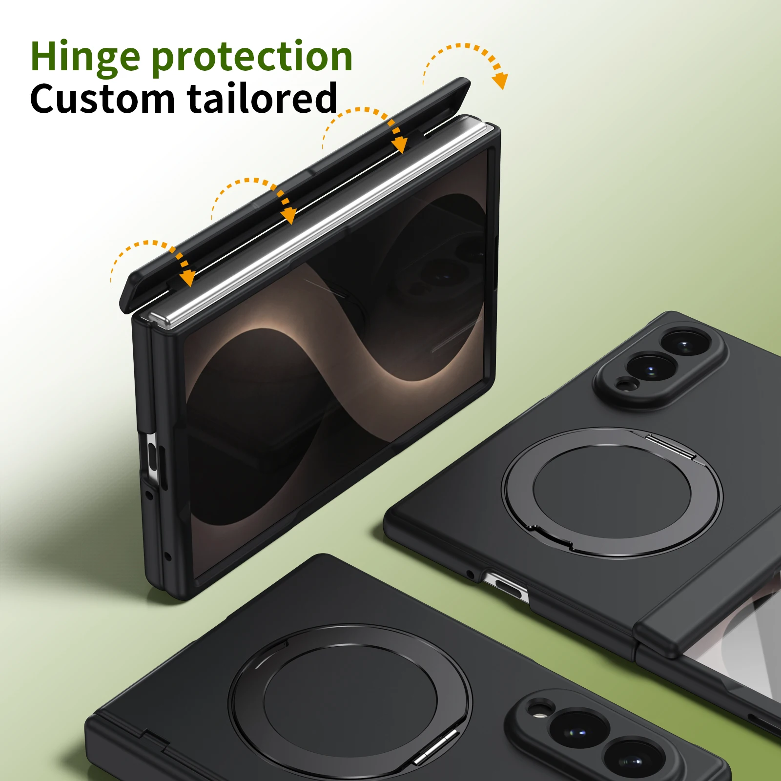 Magnetic Ring Holder Glass Film Case with Wireless Charging Compatibility