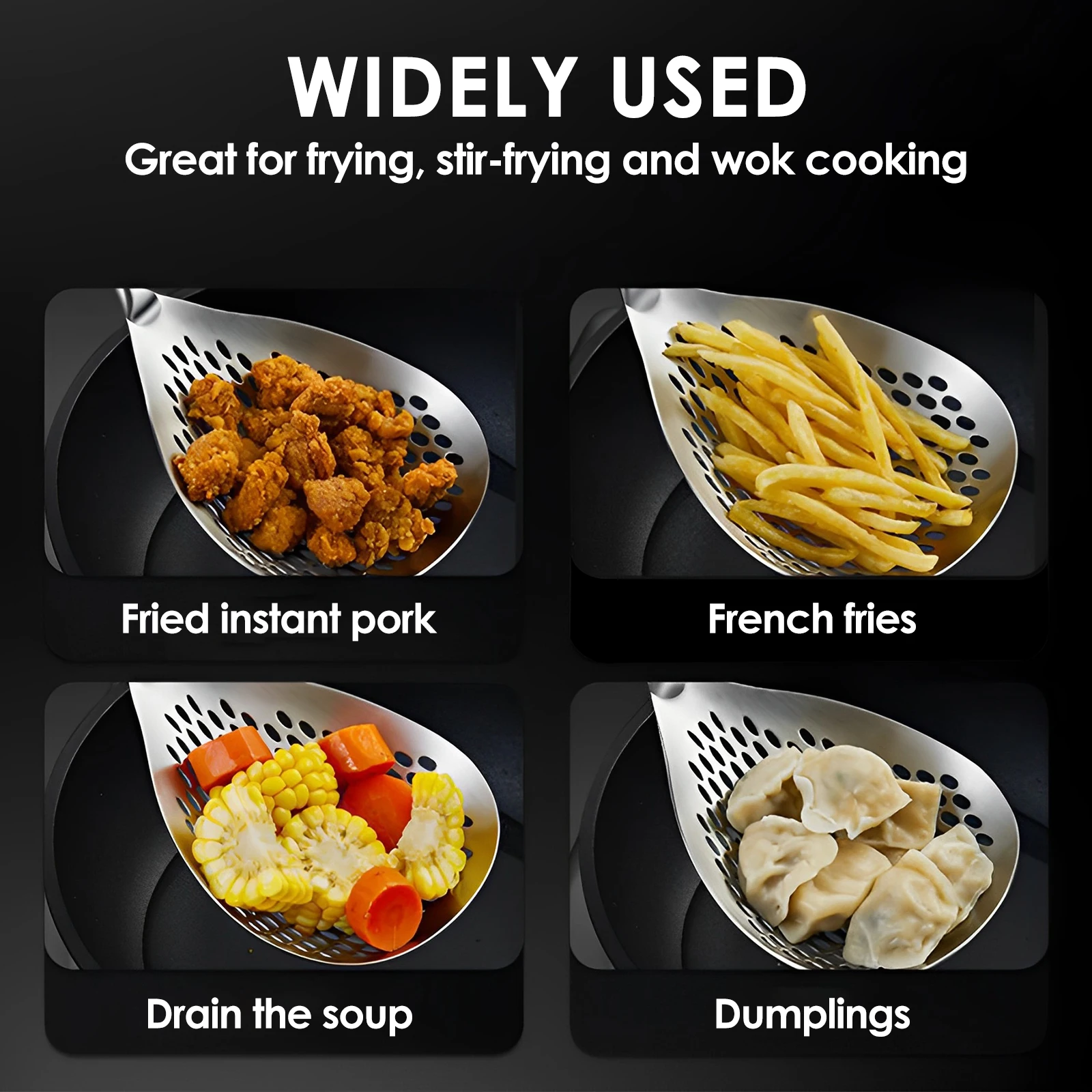 15inch Slotted Spoon Stainless Steel Strainer Spoon for Straining Pasta/Cooking/Frying Kitchen Utensils Skimmer Ladle