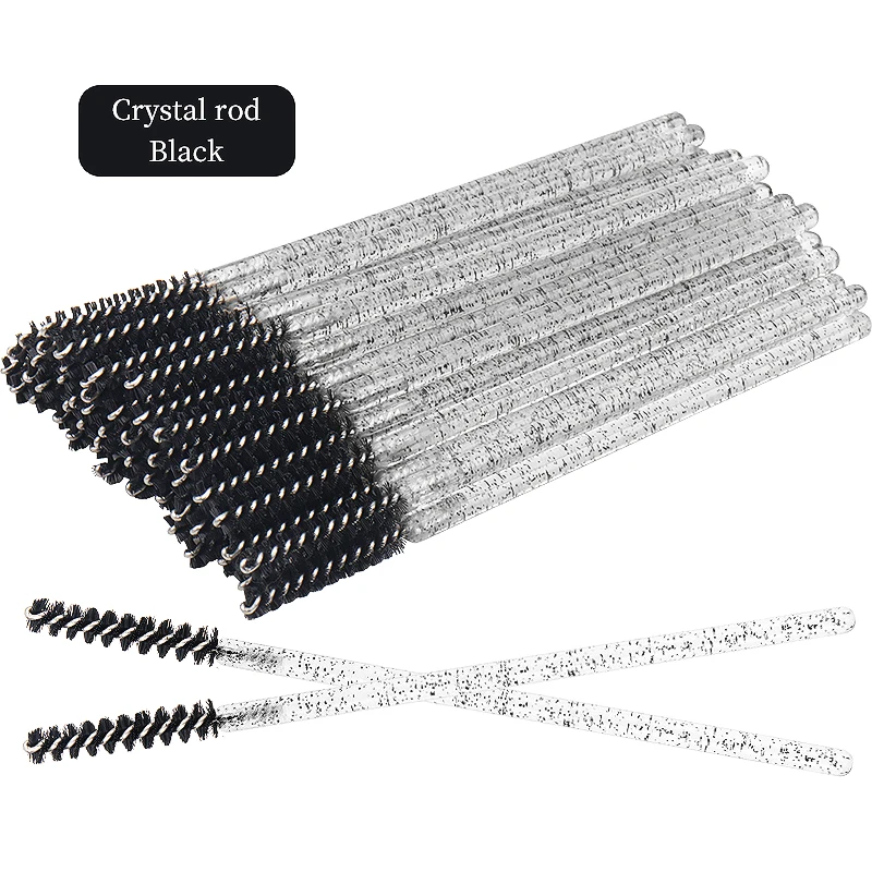 Crystal Diamond Handle Disposable Eyelash and Eyebrow Brushes - 50 Pack