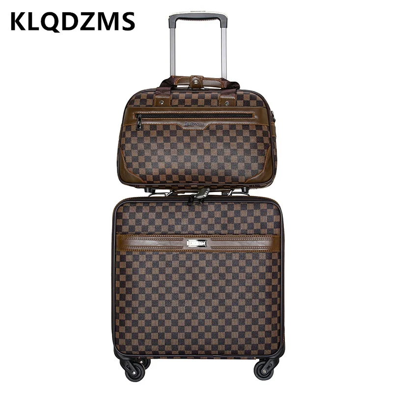 KLQDZMS 16 Inch Men's Suitcase Set Business Trolley Case PU Leather Small  Boarding Box Ladies with Wheels Rolling Luggage _ - AliExpress Mobile