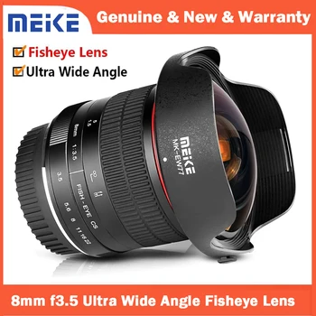Meike 8mm f/3.5 초광각 어안 렌즈 수동 초점, 캐논 EOS EF 니콘 F 마운트 소니 E 마운트 루믹스 M4/3 카메라용, 8mm f/3.5 APS-C