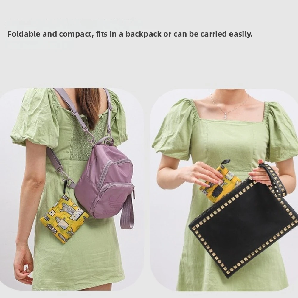 Eco-Friendly Flower Pattern Portable Shopping Tote Bag - Washable, Heavy Duty, Large Capacity