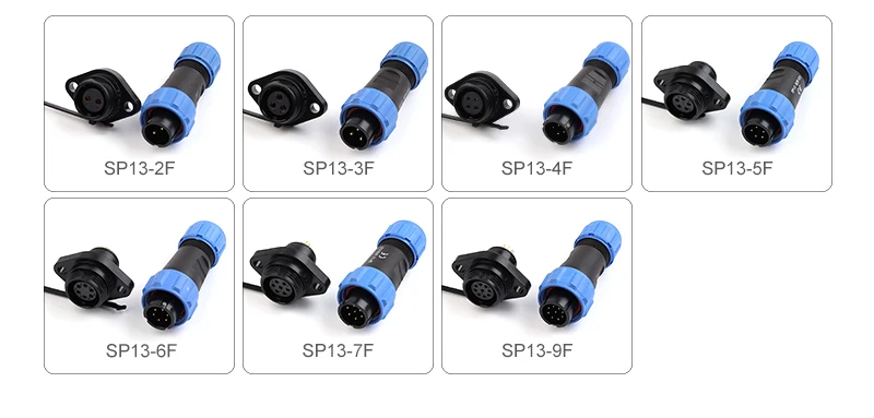 SP13 IP68 Luftfahrt-Wasserdichter Steckverbinder Flansch Stecker Buchse Schweißtyp 2/3/4/5/6/7/9-polig Elektrische Kabelverbindung – Detail 2