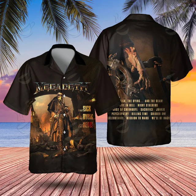 Popular Band Megadeth 3D Printing Hawaiian Shirts Men Women Casual Fashion Short Sleeve Shirt Tops Blouse Man Clothing 4