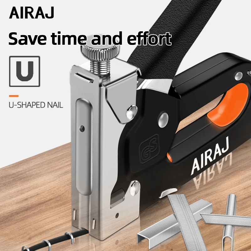 AIRAJ 1Pcs 4 in 1 Nailing Machine Durable Portable Comfortable Universal Door Nail T Nail U Straight Manual Gun