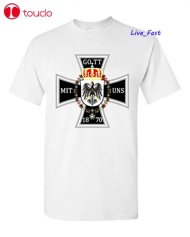 New Cool Magliette Prussia Iron Cross Gott Mit Uns T Shirt Crown Crest Imperial Germany Magliette Maglione Unisex Cotton