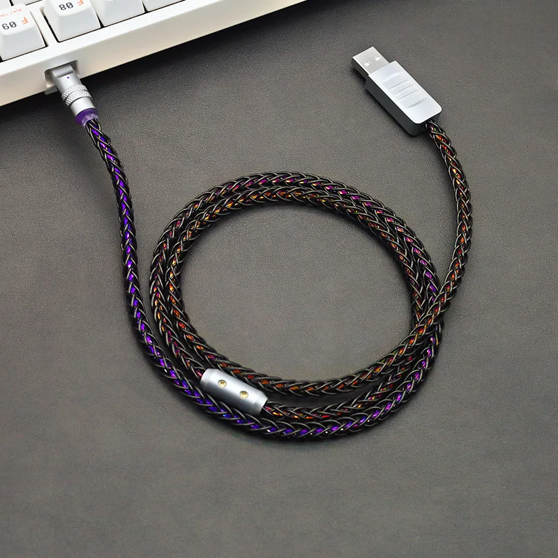8K 폴링 레이트 기계식 키보드 USB C 케이블 RGB 발광 브레이디드 타입-C 충전 케이블 (아이폰 15, 16, 17, 카플레이용)