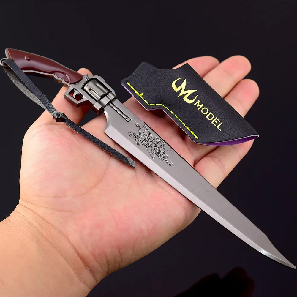22cm GunBlade Sword Fantasy Game Weapon Metal Model Butterfly Knife Peripheral Machine  Style Elite Metal Keychain Gift Toys Kid 4