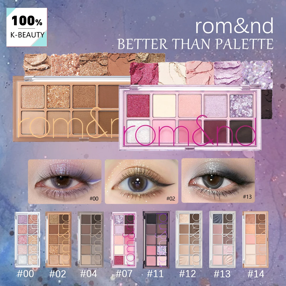 rom&nd BETTER THAN PALETTE,Fine Powder Texture,Long-Lasting Pigmentation,Luxury Makeup,Korean Cosmetic,K-Beauty,Korean Makeup