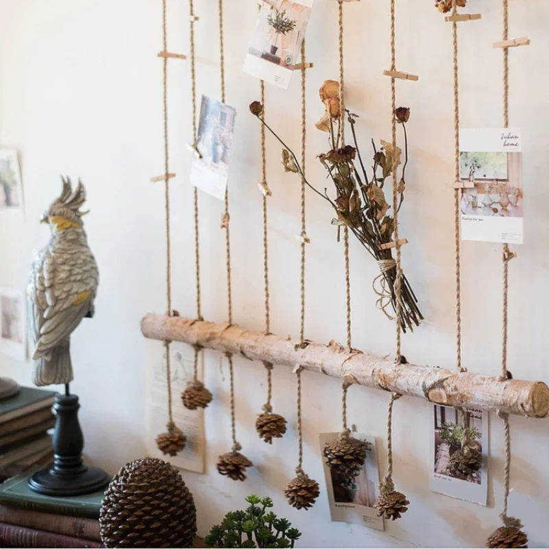 

Creative Hanging Photo Ornaments Log Handmade Hemp Rope Hanging Decoration Kindergarten Classroom Photo Wall Home Decoration