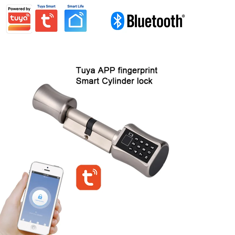 Tuya Smart Bluetooth Cylinder App Password Fingeprint Smart Door Lock