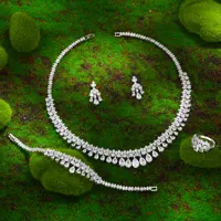 2024 New Luxury 4-piece Women's Wedding Jewelry Set Crystal Necklace Set Nigeria Dubai Jewelry Set 1