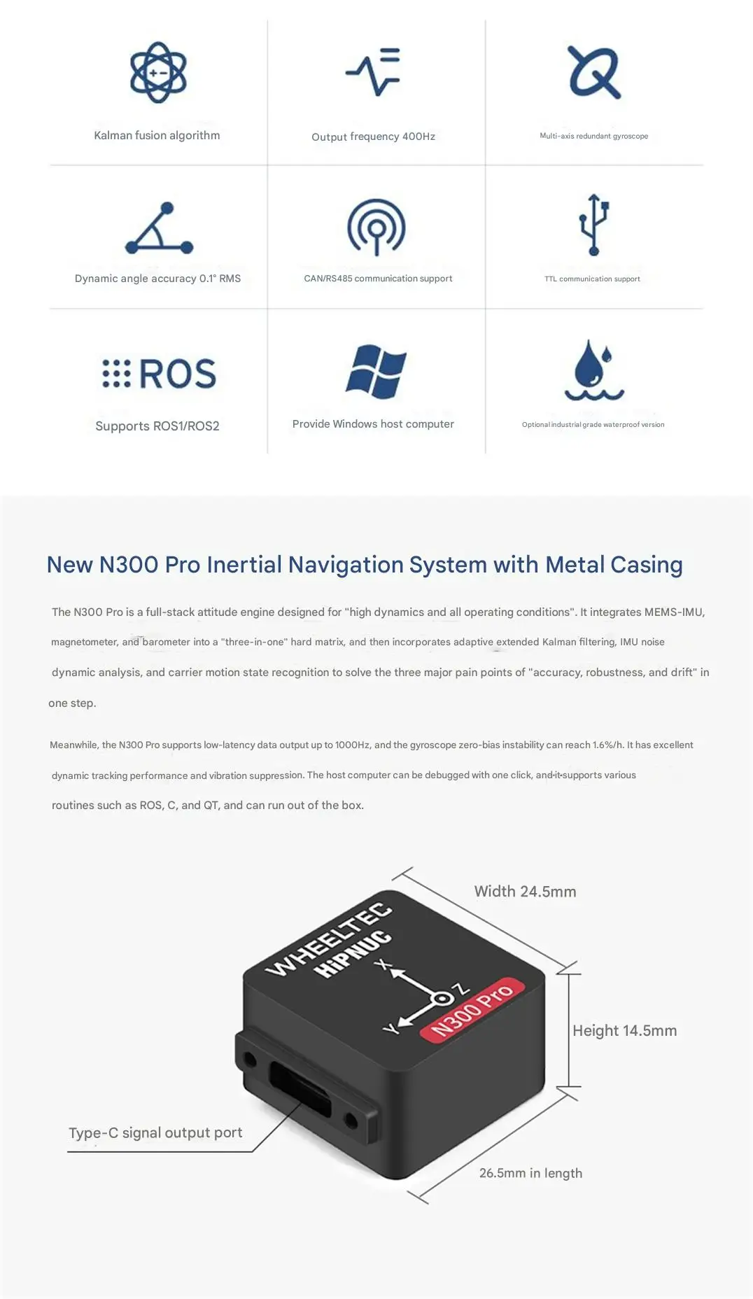 WHEELTEC IFDISYSTEMS N Series ROS High-precision IMU Inertial Navigation Module