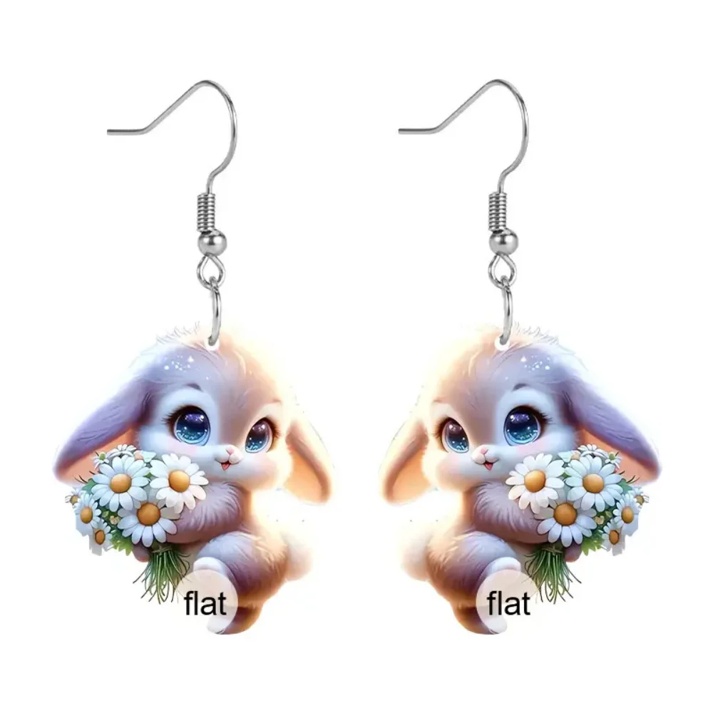 BAMAY Orecchini A Forma Di Uovo Di Pasqua E Coniglio – Acrilico Leggero, Ganci In Acciaio Inox, Ipoallergenici, Regalo Simpatico Per Donne E Ragazze