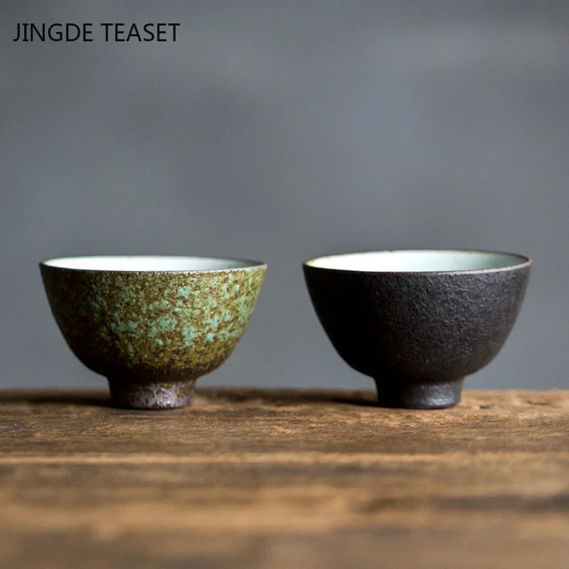 Tea Cup Insulated Tea Cup 2 pcs/lot Japanese-style Ceramic Teacup Handmade Tea Bowl Tea ceremony Accessories