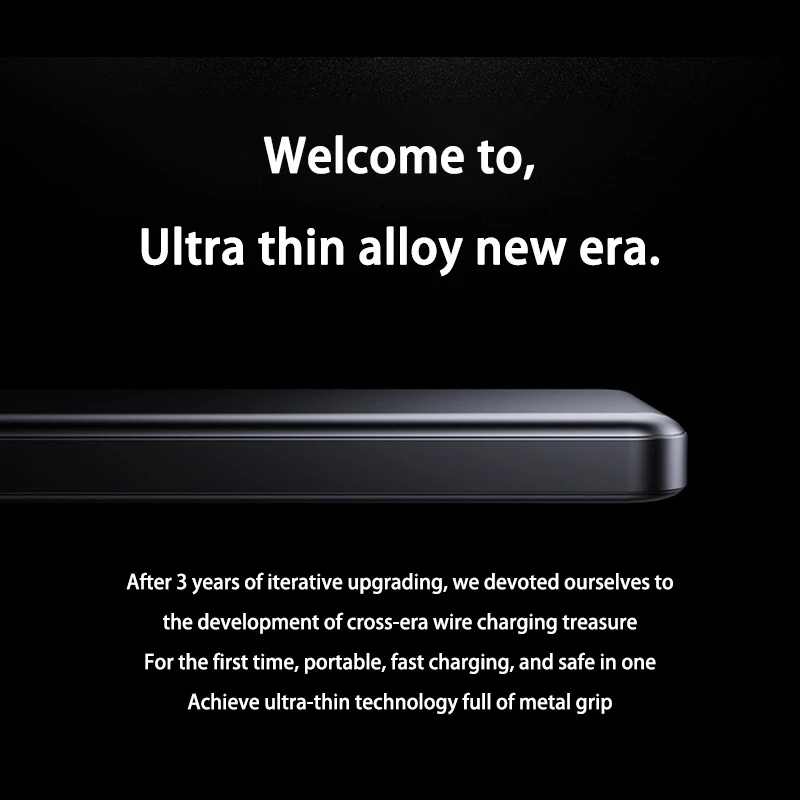 20000mAh Power Bank Fast Charging Ultra-Thin Compact Large Capacity Portable Travel Aircraft Charging Treasure For Xiaomi Huawei 4