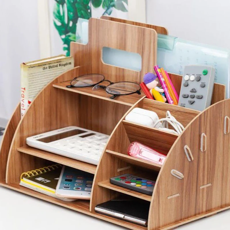 Office Supplies Desktop Pen Holder Penholder Storage Box File Rack Creative Bookshelf Files Rack Wooden Shelf Desk Organizer desktop storage box a4 file rack file storage shelf multi layer data storage office desk creative magazine organizer