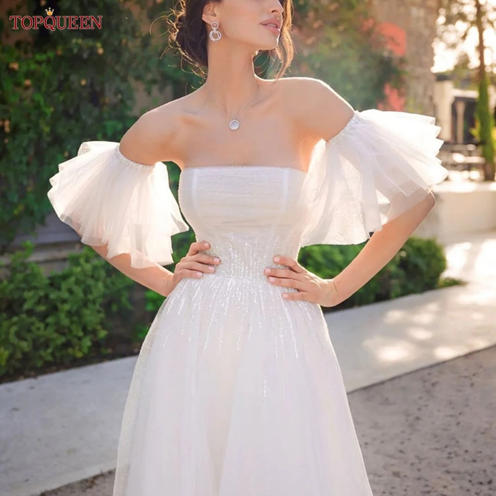 

TOPQUEEN vg82 Removable Wedding Sleeves Cover Shoulders Summer Woman Bolero Wedding Accessories Bridal Gloves Wedding Bolero DIY