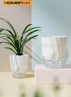 Lazy Hydroponic Flower Pot Automatic Water-Absorbing Flowerpot Transparent Double Layer Plastic Self Watering Planter Office 2