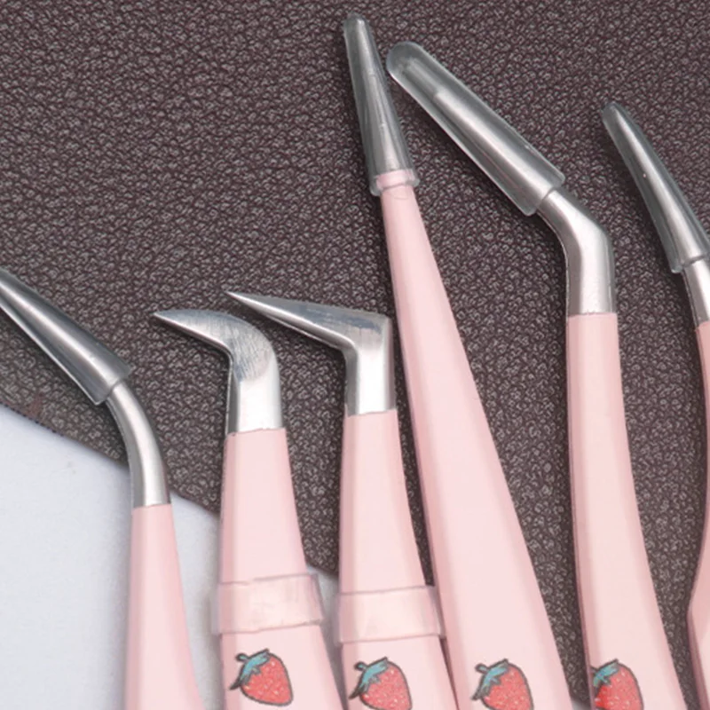 False Eyelash Tweezers Stainless Steel Anti-static Pincet Curved Strip Professional 3D Lashes Extension Tweezer Makeup Tools