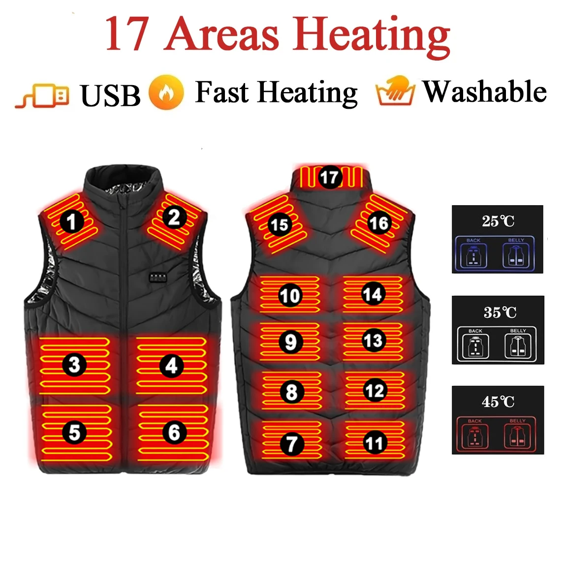 Outdoor Heating Jackets Self Heating Vest Heated Vest Men Jacket
