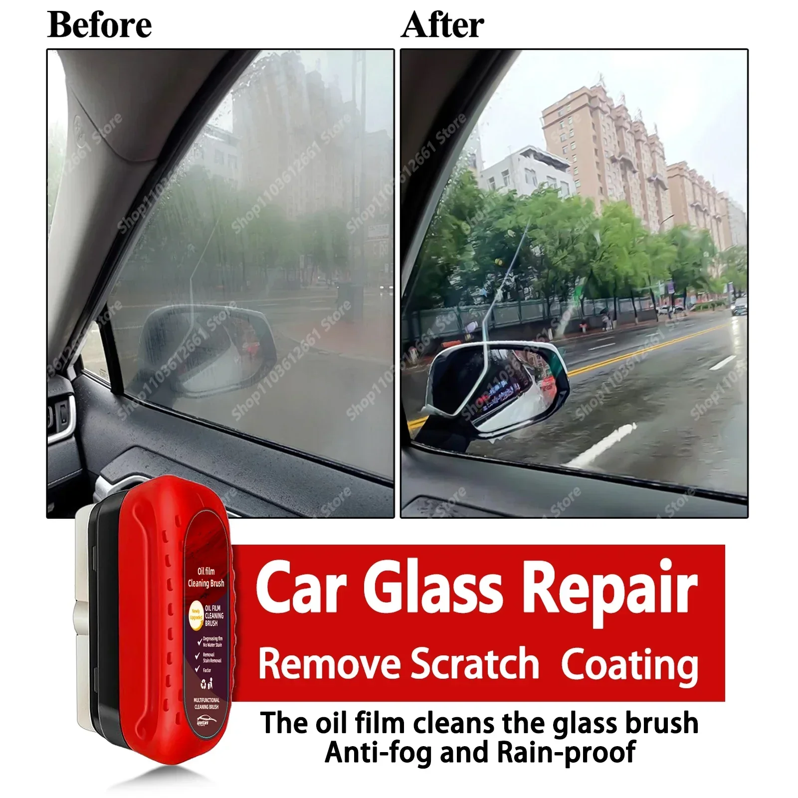 Car Glass Cleaning Brush Coating Oil Film Clean Rearview Mirrors Anti-fog Rain-proof Windows Cleaning Glass Repair Lamp Polishing Agent