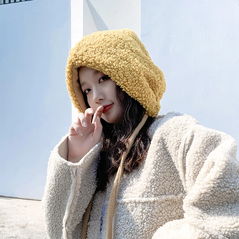 Artificial Fur Winter Hats Hat with Earflaps Hat Russian Winter Caps Fur Hood Hat Lamb Hair Women's Bomber Hats Warm Beanies Cap 2