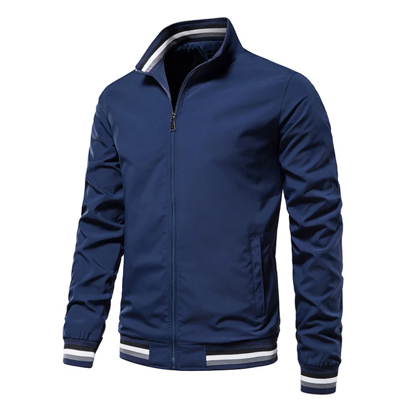 Spring Autumn New Solid Color High Street Long Sleeve Cardigan Man Fashion Casual Zipper Jacket Male All-match Pockets Outwear