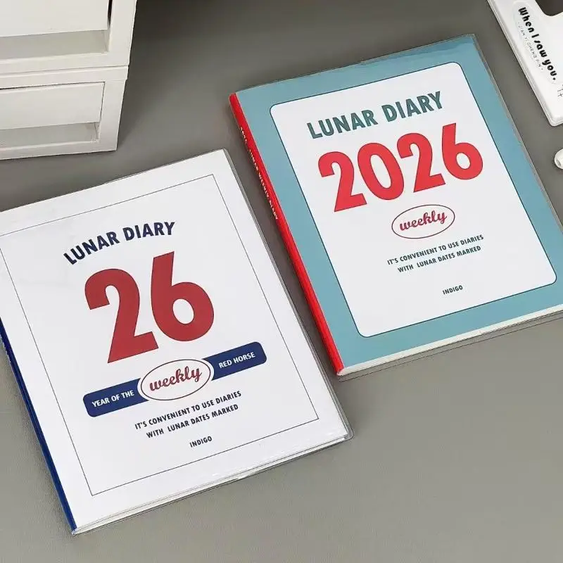 Agenda 2026 Minimalista con Calendario, Diario di Studio per Studenti, Taccuino Retrò, Blocco Note