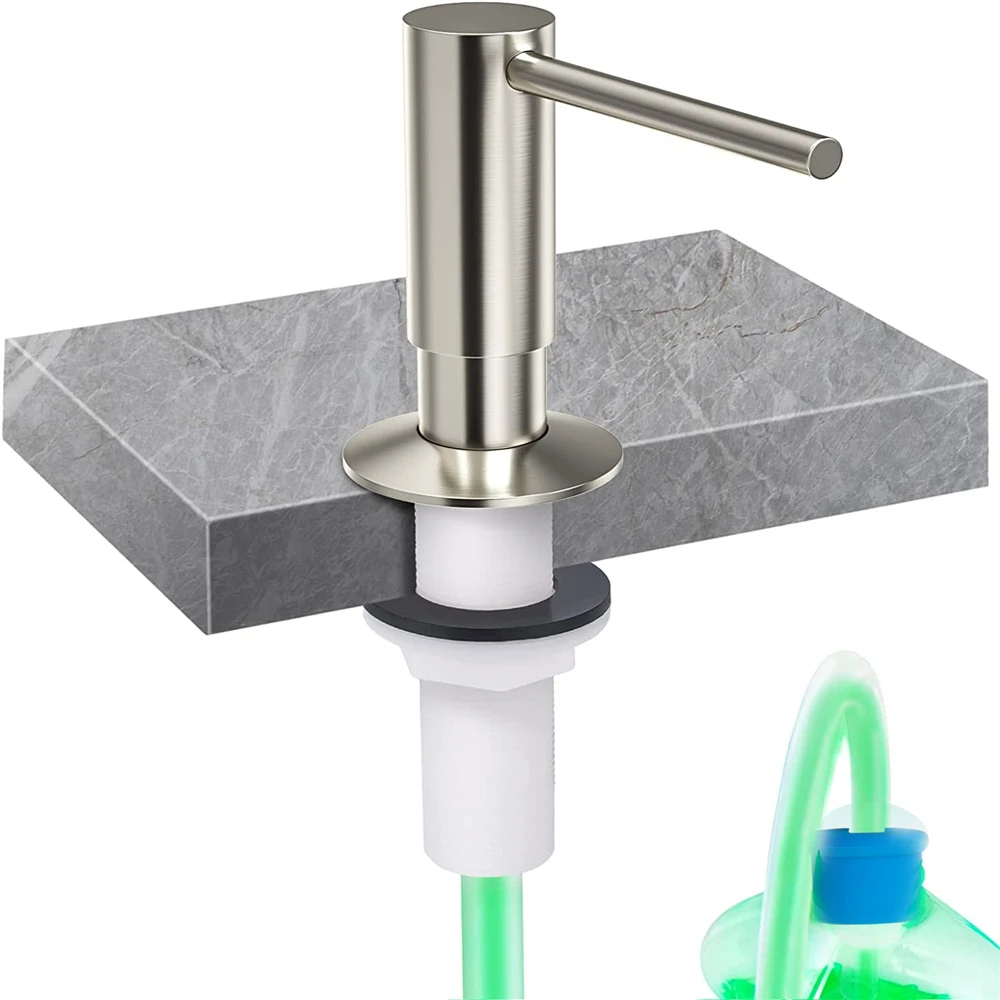 Brass Sink Liquid Soap Dispenser Kitchen Accessories Bathroom Metal Built in Detergent Dispenser with 100mm Tube/500ML Bottle