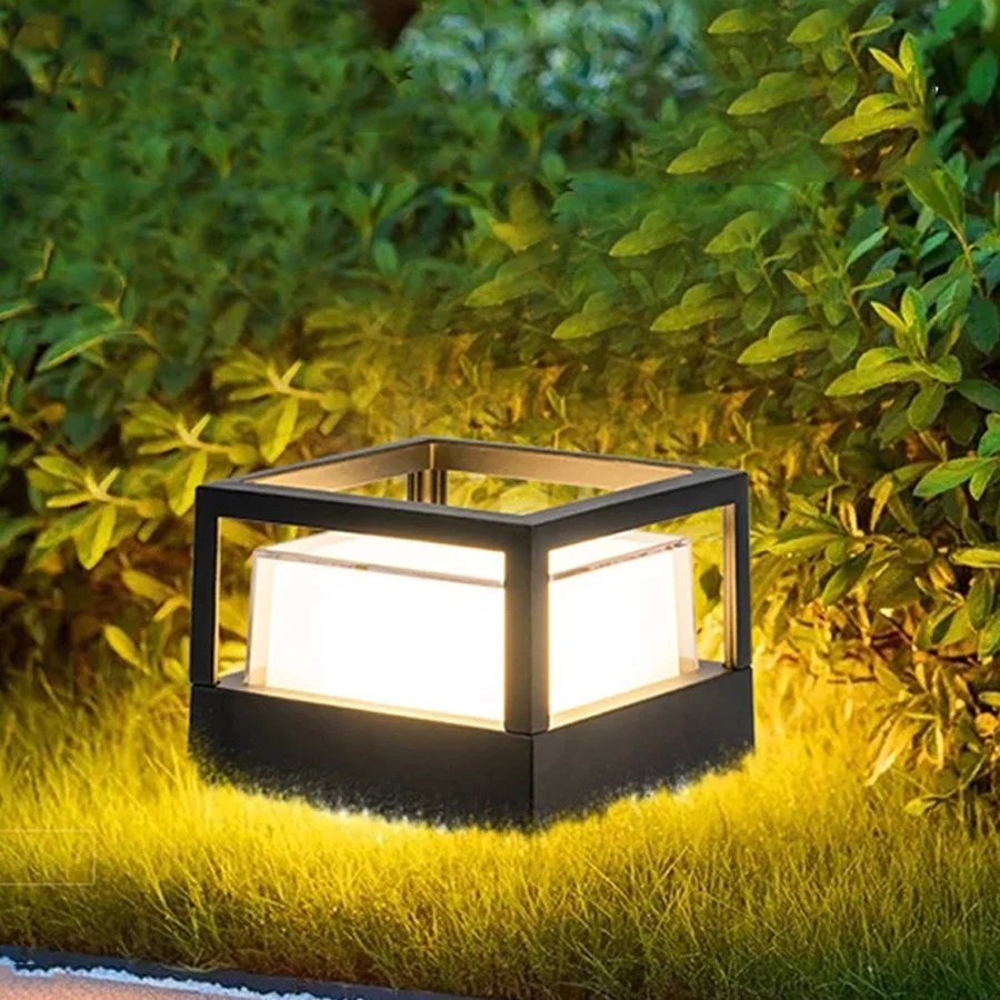

15W Outdoor Aluminum Pillar Light IP54 Waterproof Column Lights Modern Square Post Light Column Porch Pillar Lamp Post Cap Light