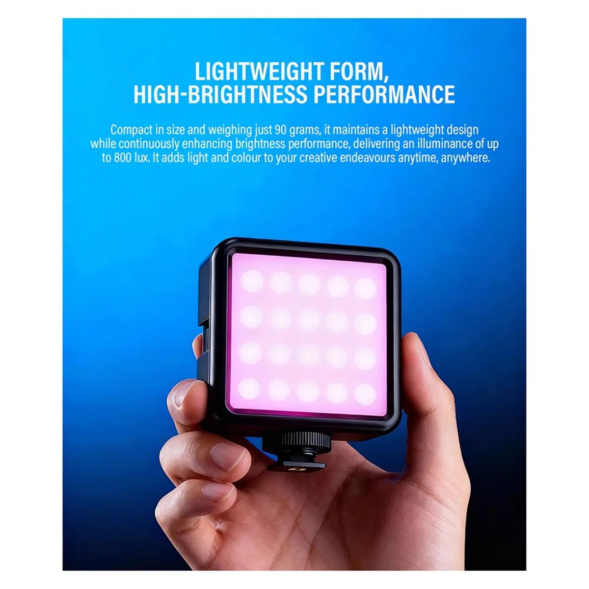 AS62 미니 LED 조명 RGB 풀컬러 포켓 사진 조명 휴대용 카메라 비디오 조명 (브이로그, 라이브 스트리밍, 셀카용)
