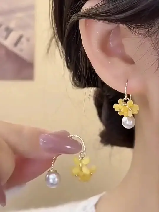 Шикарные серьги с жемчугом и кисточками османтуса для женщин милые нежные