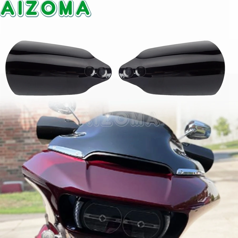Large Motorcycle Handguards - Coffin Cut Gloss Black For Harley Touring Sportster Dyna