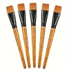 5Pieces Flat Paint Brushes, 3/4 Inch, Watercolor & Acrylic, Synthetic Nylon, Ideal for Painting, Oil, Fine Crafts, Face, Body A 1