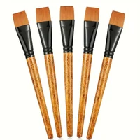 5Pieces Flat Paint Brushes, 3/4 Inch, Watercolor & Acrylic, Synthetic Nylon, Ideal for Painting, Oil, Fine Crafts, Face, Body A