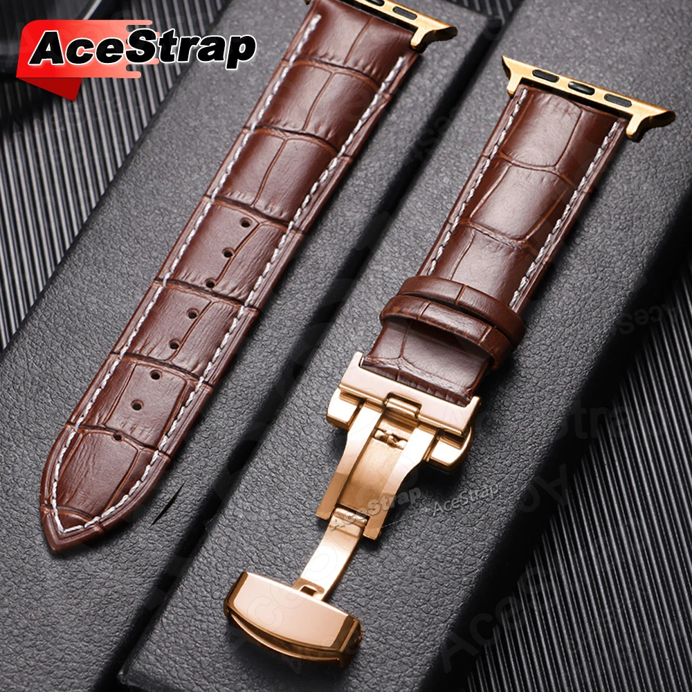 Gold Butterfly Buckle Strap with Bamboo Patterned Bracelet