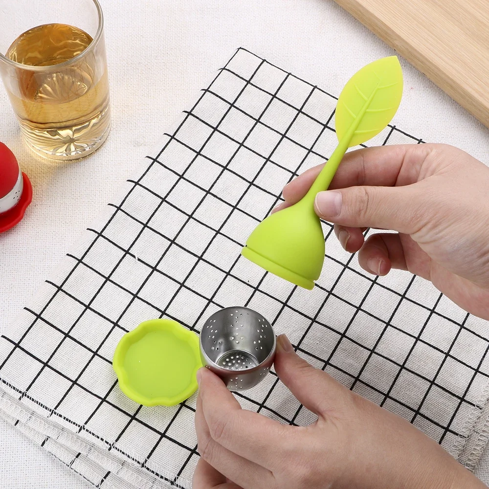 Silicone Leaf Filters Scented Tea Tools High Temperature Resistance Silicone Stainless Steel Tea Strainers Teaware Tea Infusers