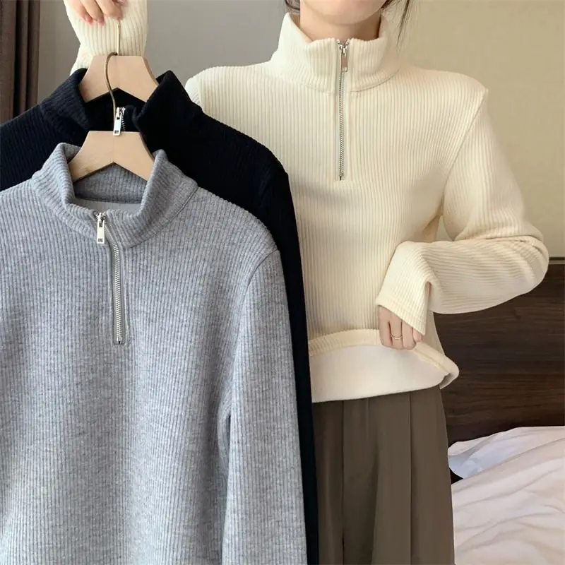 Frauen Rollkragen Neue Herbst Winter Pullover Basis Wärme Dicke Lose Lange-ärmeln Top – Detail 1