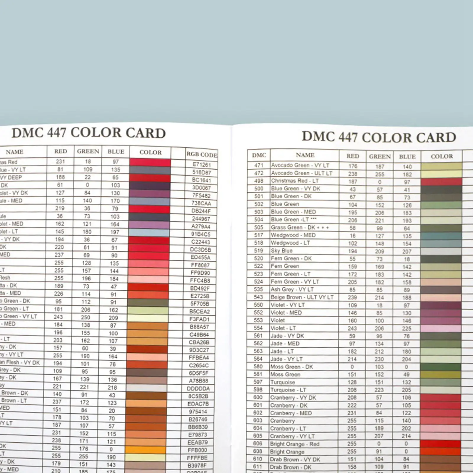 DMC Color Chart from