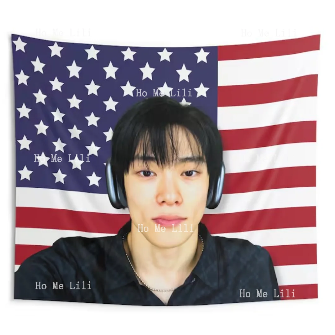 Jaehyun Mewing America Flag Tapestry Tour Merch Gift Ideas For Nctzen Birthday Gift Concert Merch tapestry decorations