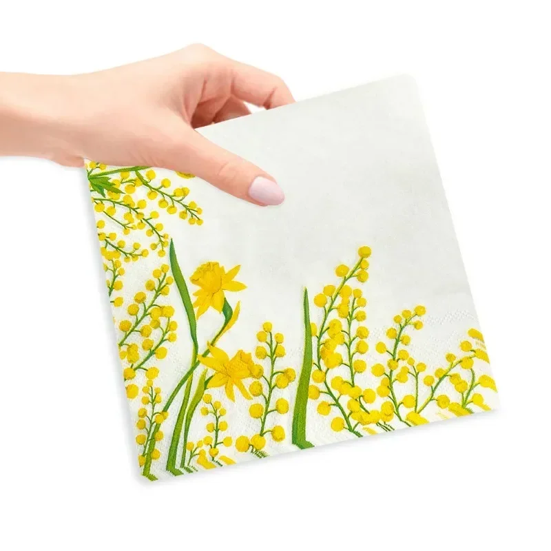 10/20pcs 33cm 2Ply Flower Style Colourful Printed Paper Napkin Yellow Flower Disposable Paper Placemat Butterfly Bone Bart