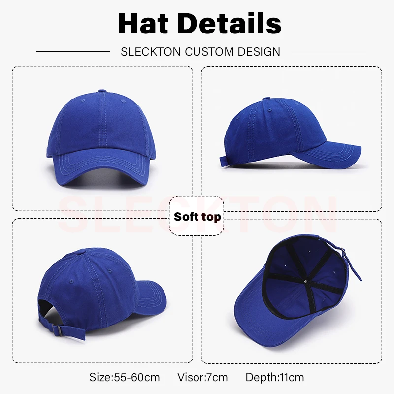 SLECKTON Custom LOGO Embroidery Hat Baseball Cap for Men and Women Cotton DIY Print Design summer Sun Hat Unisex Wholesale 2